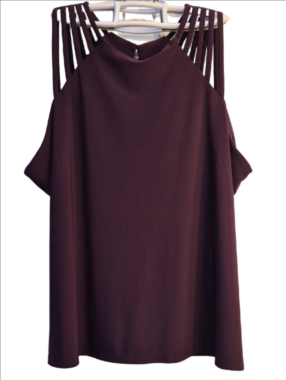 A.U. W Strappy Mock-Neck Tank Top in Deep Plum